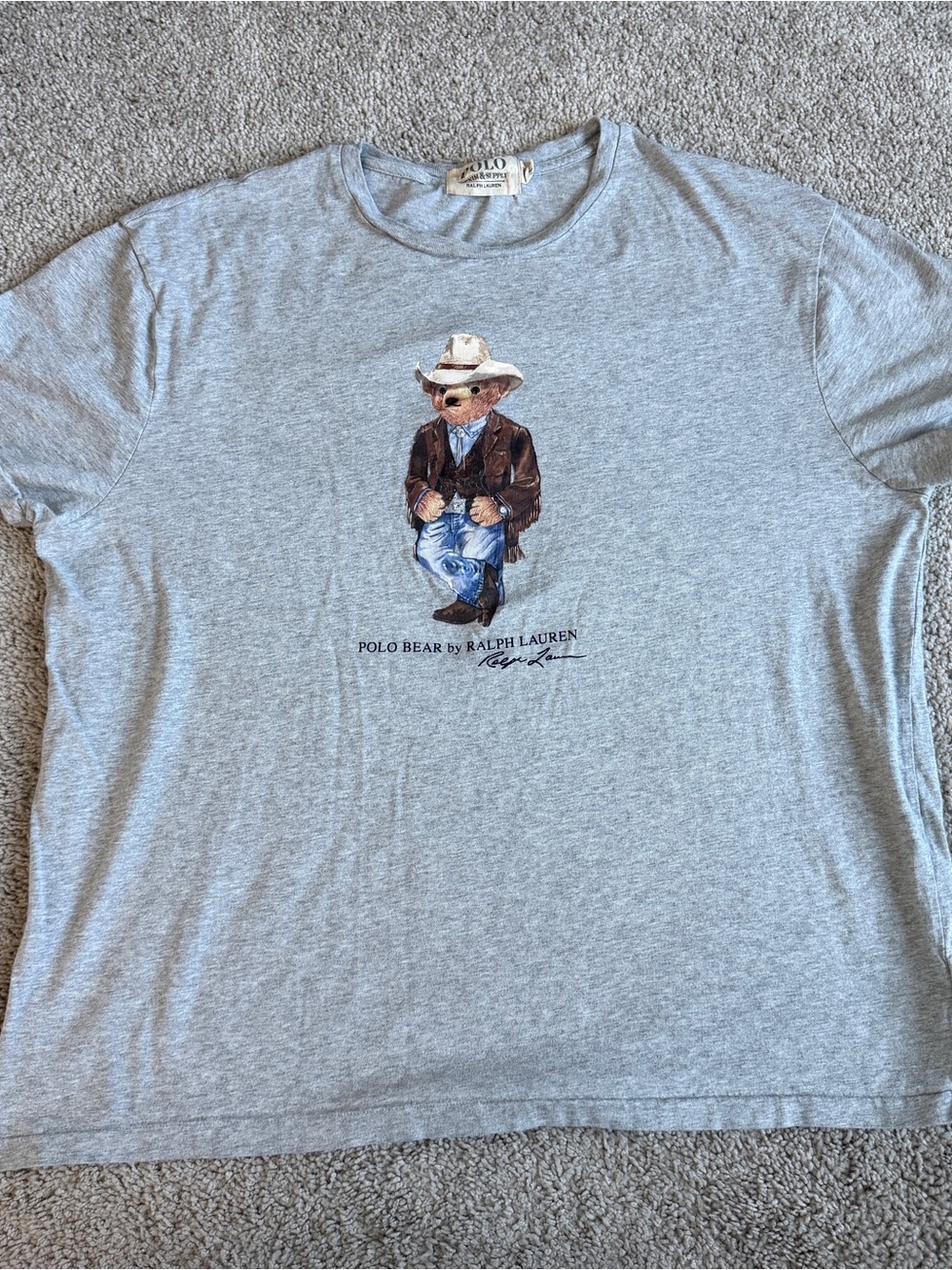 Ralph Lauren Denim & Supply Cowboy Polo Bear T-Shirt XL Western Rare 24.5” P2P